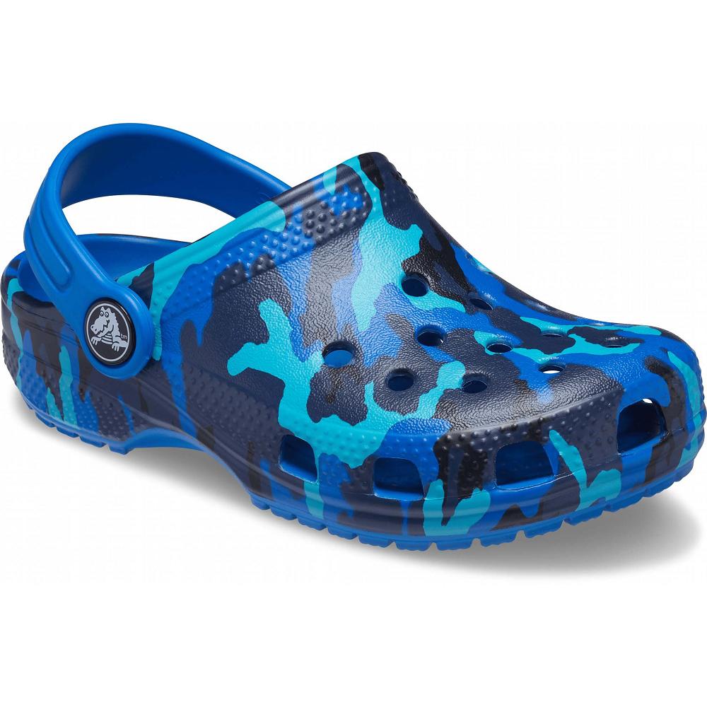 Blue Boys' Crocs Classic Printed Clogs | NZ 1325NWYB